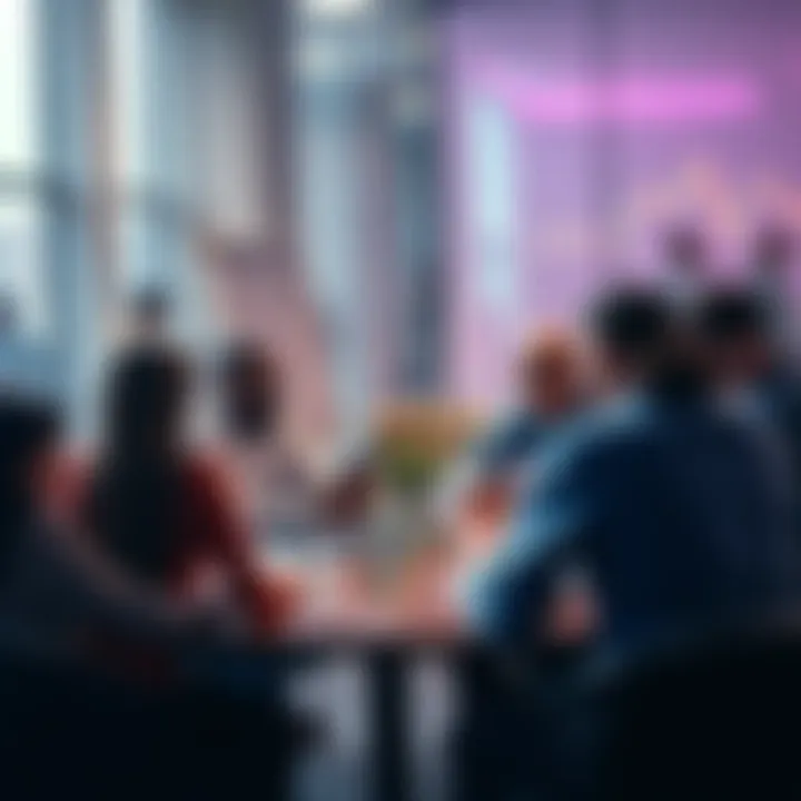 People gathered around a table sharing ideas and discussing current events and trading strategies