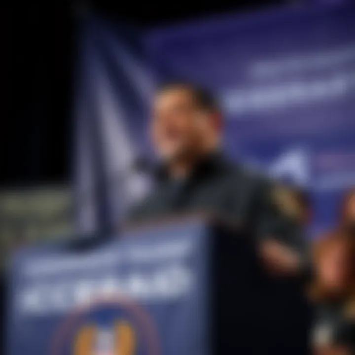 Enrique Tarrio speaking at a podium with a banner about ICERAID, discussing cryptocurrency rewards for tips on undocumented migrants.