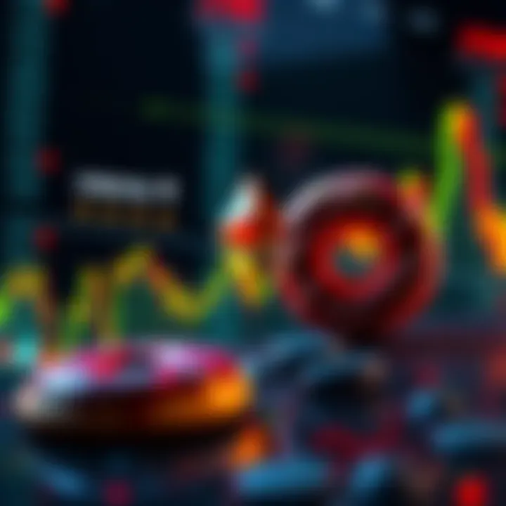 Ethereum and DONUT Predictions Graph showing Ethereum price soaring to $15,000 and DONUT token reaching $10, with market trends in the background.