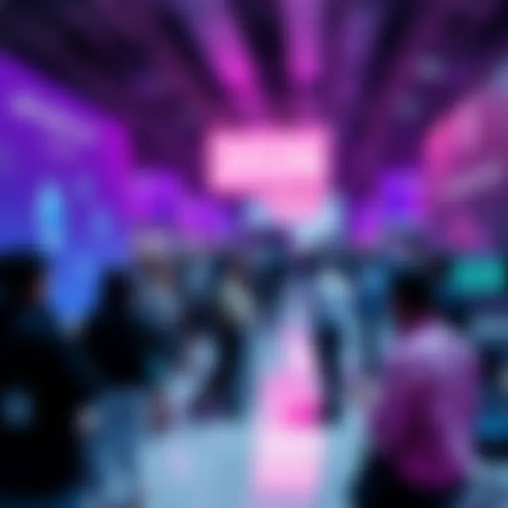 Group of people discussing payments and tokenization at ETHDenver 2026, with banners and tech displays in the background