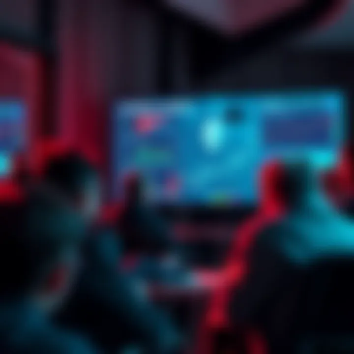 A group of people discussing Ethereum topics with charts and news on a screen