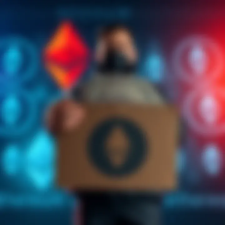 Person holding a sign offering cash for empty Ethereum GENESIS addresses, with Ethereum logos in the background