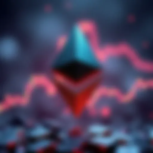 Ethereum logo shows a downward trend as the price remains below $3,000, highlighting current market conditions.