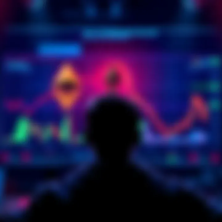 Person looking at two graphs representing Ethereum and VOO stock performance, contemplating investment choices