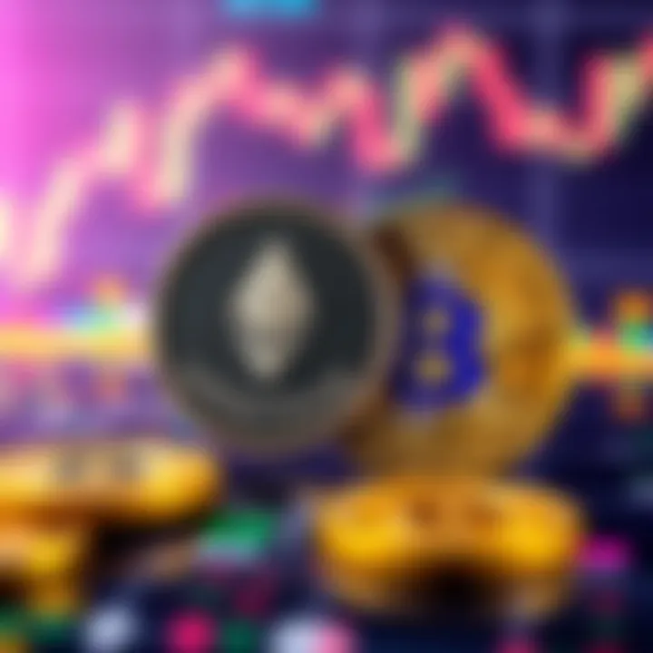 A visual representation of Ethereum Classic and Bitcoin Cash coins, highlighting their distinct designs and colors against a digital backdrop.
