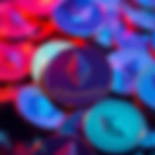 A collection of Ethereum coins representing cryptocurrency investment