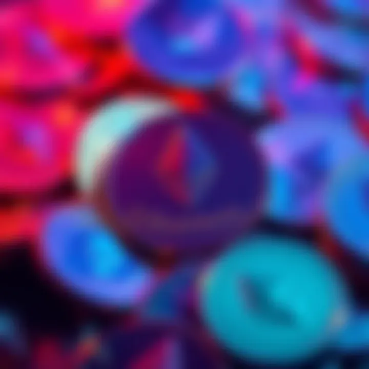 A collection of Ethereum coins representing cryptocurrency investment