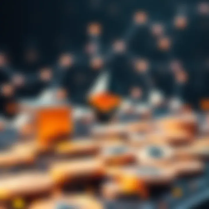 A digital representation of Ethereum blockchain and stablecoins, illustrating the concept of 0% loans against Ethereum collateral.