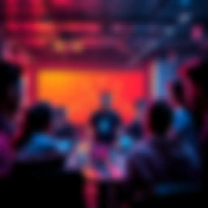 A group of people discussing Ethereum development in a vibrant online community setting