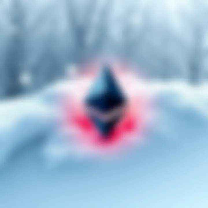 Ethereum logo with winter theme Ethereum logo surrounded by snow and icicles, symbolizing the end of the crypto winter