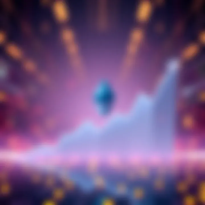 A graphic showing a rising graph with Ethereum's logo, symbolizing the increase in daily transactions.