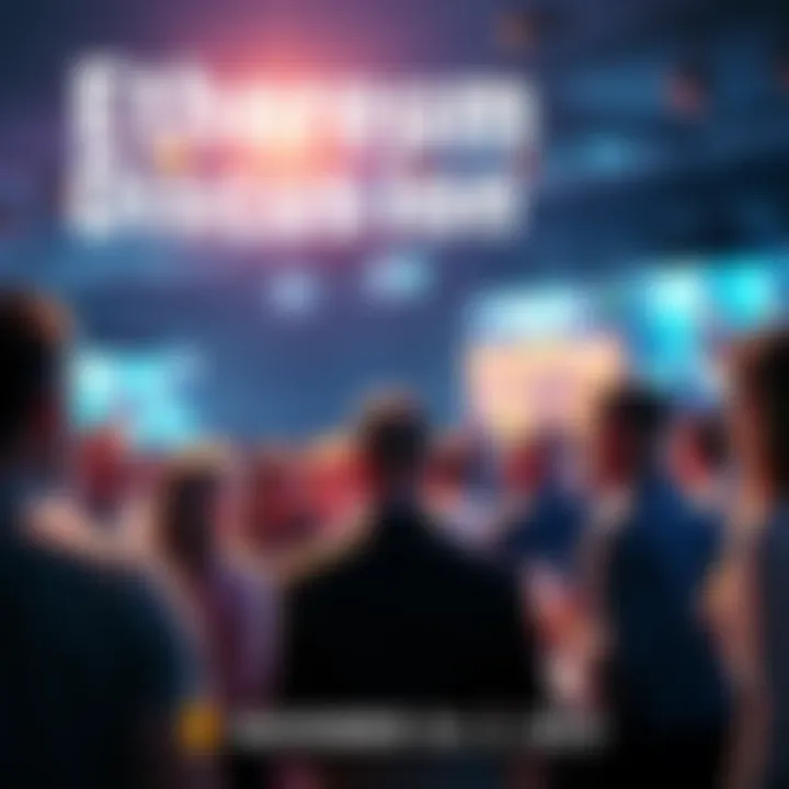 A group of people engaged in a lively conversation about Ethereum topics, sharing news and insights.