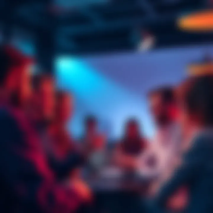 A group of people engaging in conversation about Ethereum, sharing insights and news in a lively setting.