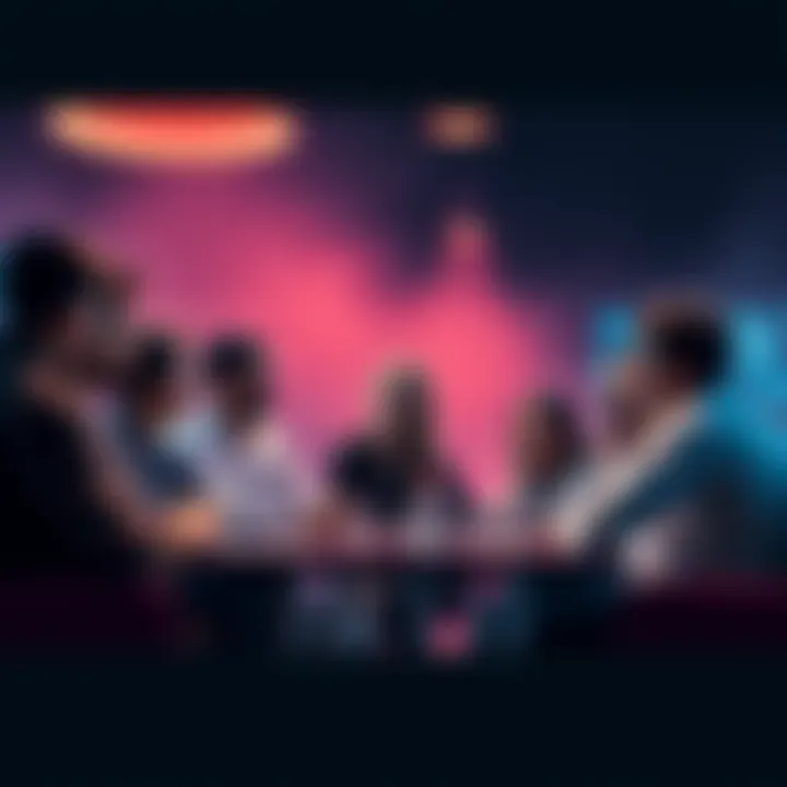 A group of people engaged in a discussion about Ethereum, sharing news and updates in a lively environment.