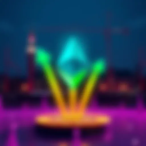 Illustration of Ethereum logo with upward arrows symbolizing increased gas limits and improved blockchain efficiency