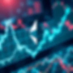 An illustration showing the Ethereum logo superimposed on a rising digital graph, symbolizing its future in the crypto market.