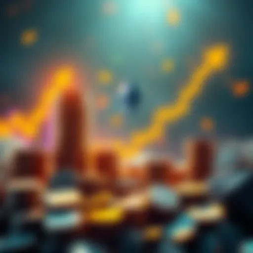 A graphic showing Ethereum's price rising, with stacks of coins and upward arrows, symbolizing record growth and optimism for the future.