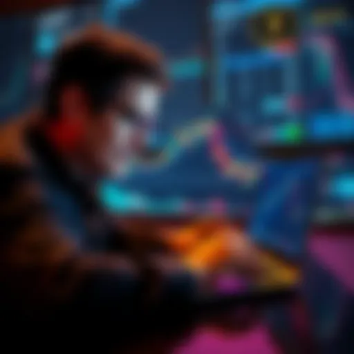 A person analyzing Ethereum price charts on a laptop, considering buying ETH during a price dip.