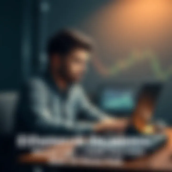Ethereum investment decision A person sitting at a desk with a laptop, looking concerned while reviewing Ethereum prices and investment options