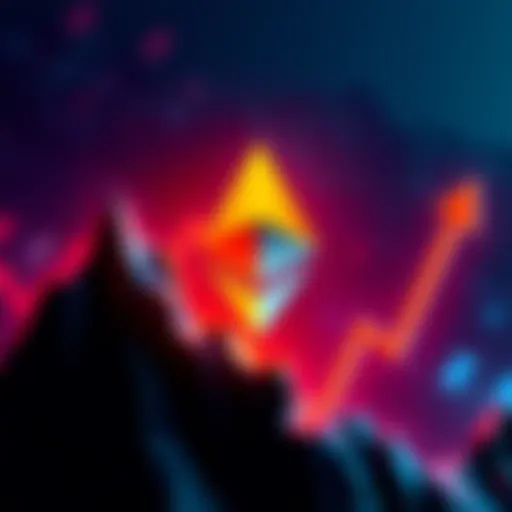 A visual representation of the Ethereum logo alongside a rising trend graph, symbolizing market growth and investment opportunity,