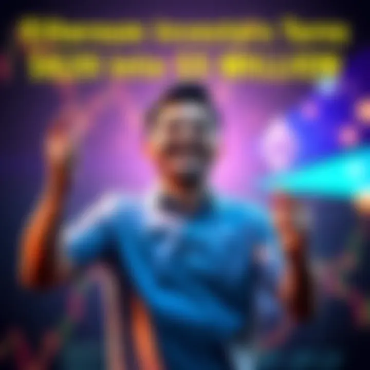 A joyful person celebrating their investment success with a graph showing rising profits, symbolizing wealth creation.