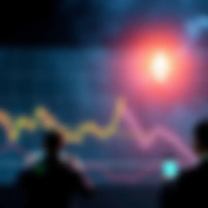 Ethereum price drop Graph showing declining trend of Ethereum prices with worried investors