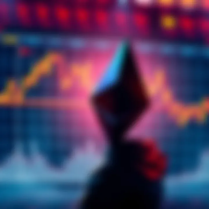 Graph showing Ethereum's price dropping to $1,500 with a concerned investor looking at it
