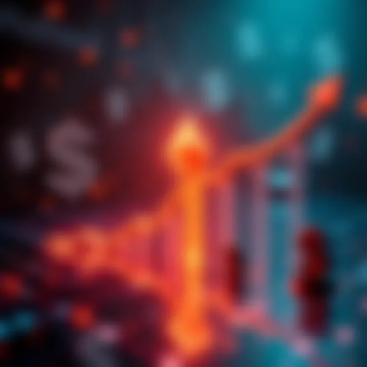 A graphic showing the increase in stablecoin transfers on the Ethereum network, with arrows indicating rising volume and dollar signs symbolizing financial activity.