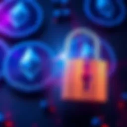 A visual representation of stolen cryptocurrency with a focus on Ethereum logos and a broken lock symbolizing security breach