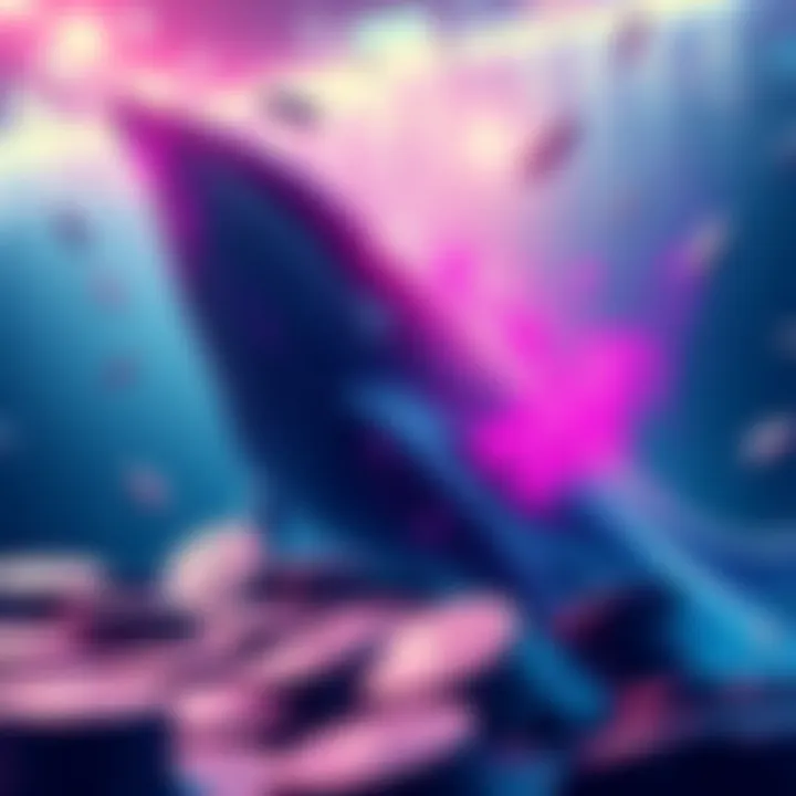 A graphical representation of Ethereum whales buying large amounts of ETH, symbolizing a surge in market activity and investment interest in 2025.