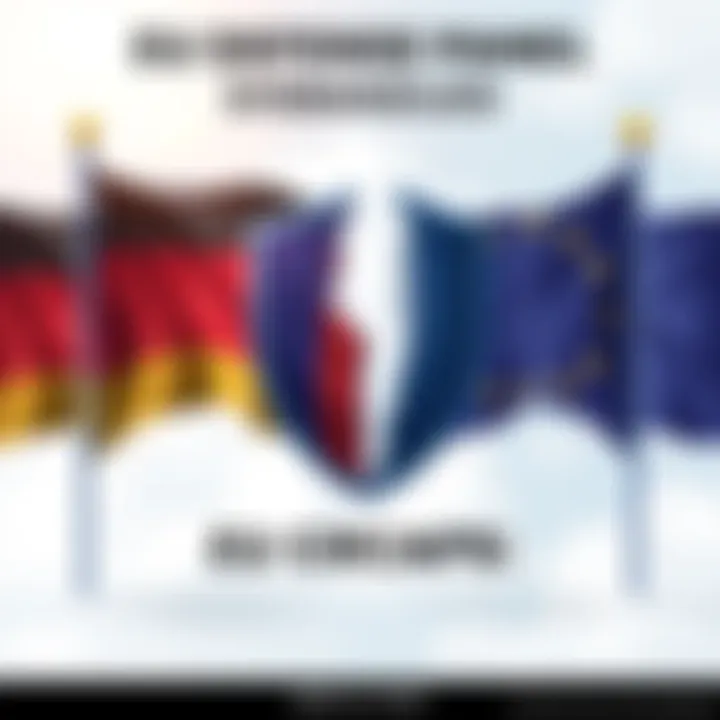 EU Defense Panel Disbanded Illustration showing flags of Germany, France, and Italy with a broken shield symbolizing the disbanding of the EU defense panel