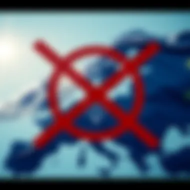 A graphic showing the flag of Europe with a crossed-out symbol for Monero, symbolizing the potential ban on the cryptocurrency