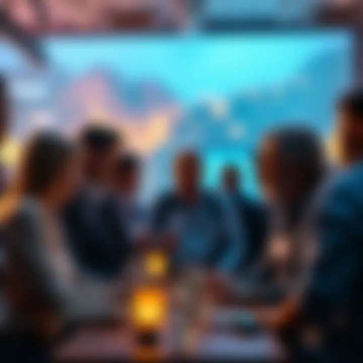 Group of members discussing the benefits of the Explorers Club membership