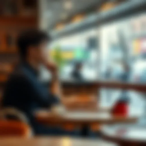 A person sitting at a café table with a thoughtful expression, reflecting on the phrase 'I know why'.