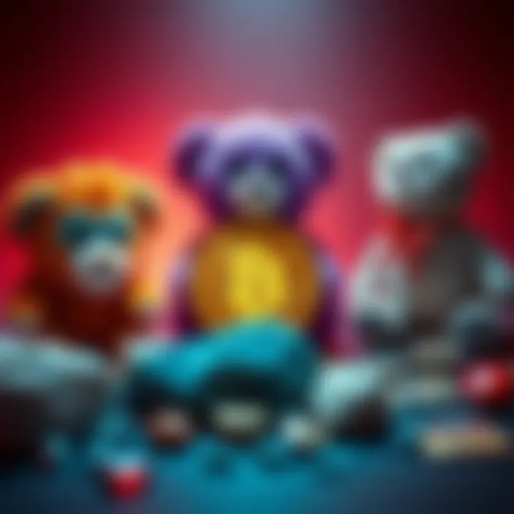 A visual comparison of popular fads like Beanie Babies, Pet Rocks, and Bitcoin with a focus on their differences.