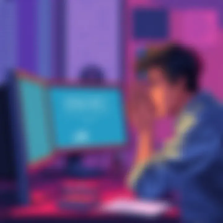 A visual showing a person frustrated at a computer with a payment failure message on the screen, representing issues with transferring funds from Citi to Revolut.