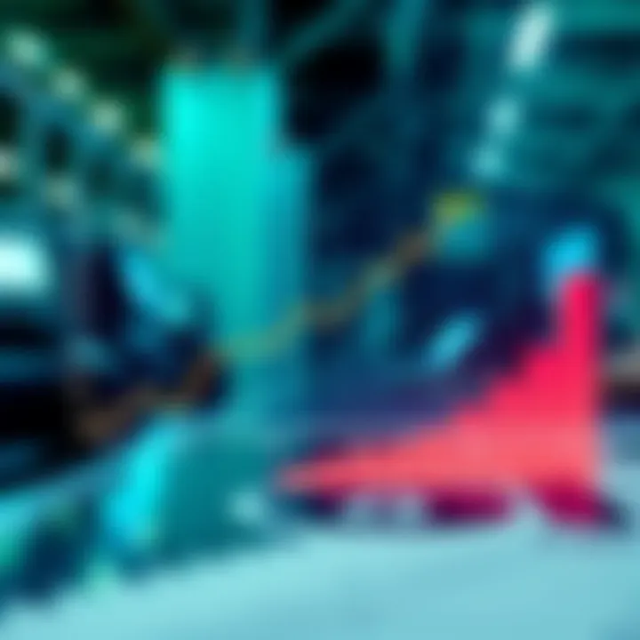 A graph showing a sharp decline in ink prices over time with printing equipment in the background.