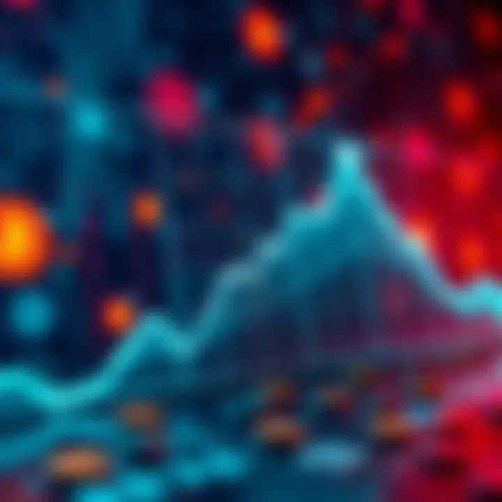Graph showing a decline in cryptocurrency mining rates with a background of digital currency symbols