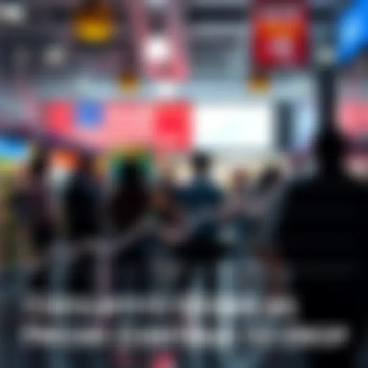 A graph showing a downward trend in prices with concerned people discussing in the background.