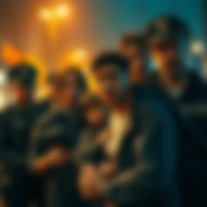 A distressed family surrounded by police after a crypto heist, showing signs of trauma and fear.