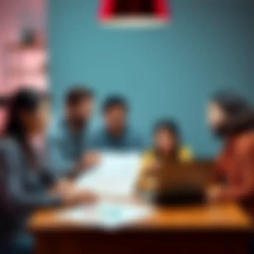 A family gathered around a table, discussing beginner-friendly crypto investments, with charts and a laptop open in front of them.