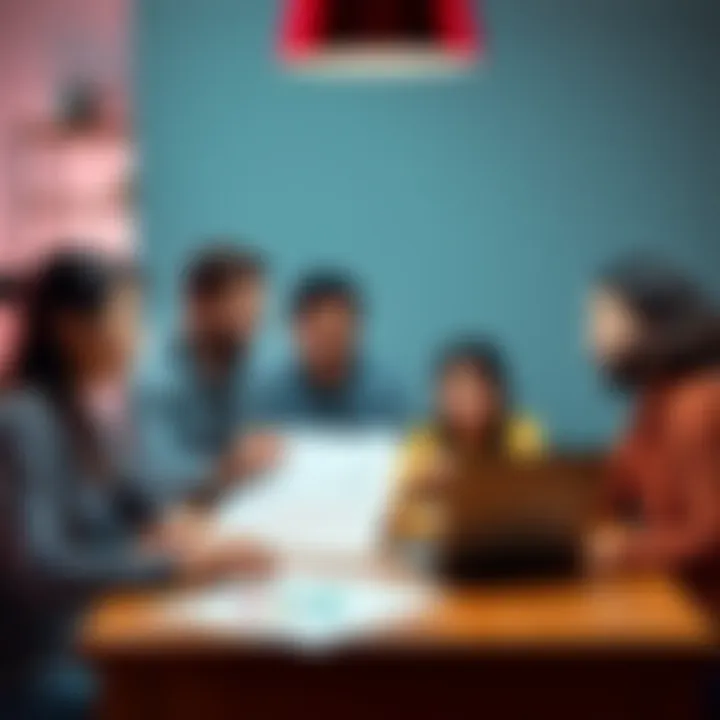 A family gathered around a table, discussing beginner-friendly crypto investments, with charts and a laptop open in front of them.