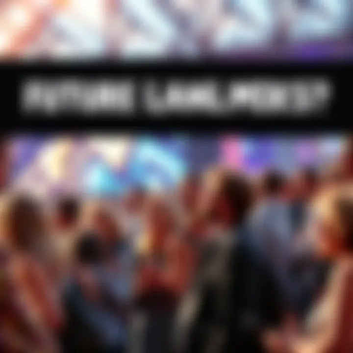 A group of fans chatting about future landmarks with excitement, showing interest and curiosity