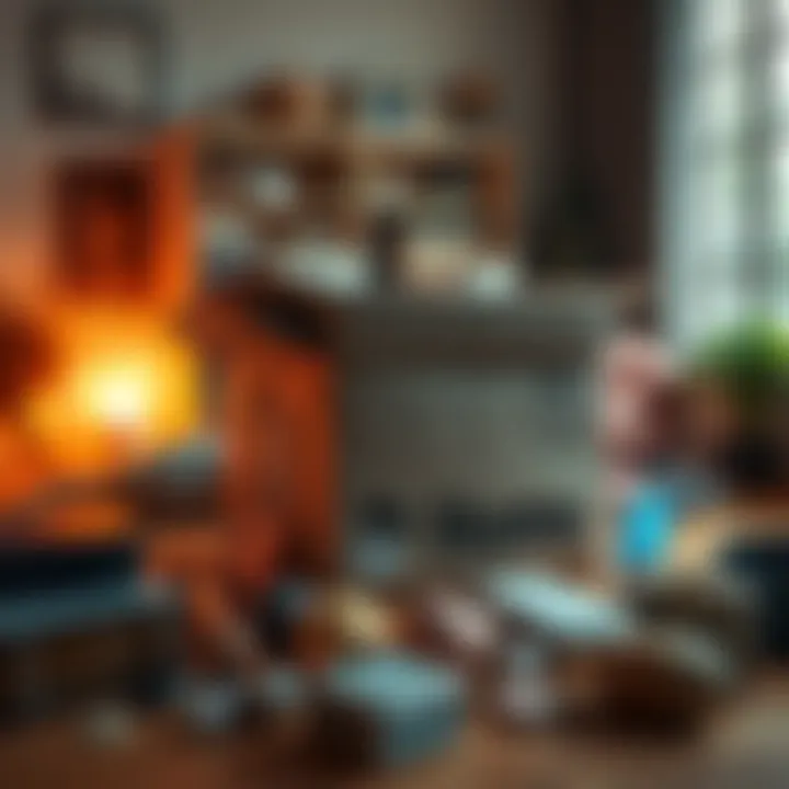 A packed box surrounded by memories, symbolizing the transition from one home to another.