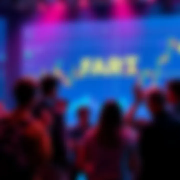 A group of people engaged in a lively discussion about the potential rise of $FART, with charts and graphs in the background showing price trends.