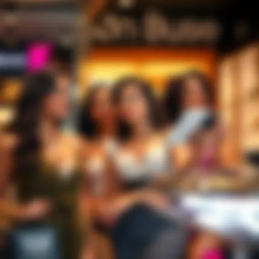 A group of women with fuller busts enjoying shopping at a stylish boutique