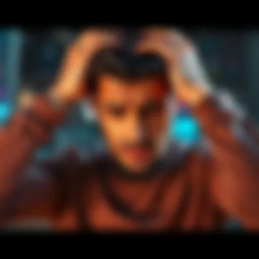 A father with three kids looks stressed while holding his head in despair after losing money in memecoins.