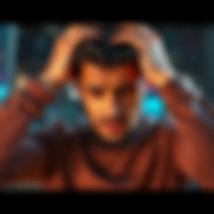 A father with three kids looks stressed while holding his head in despair after losing money in memecoins.