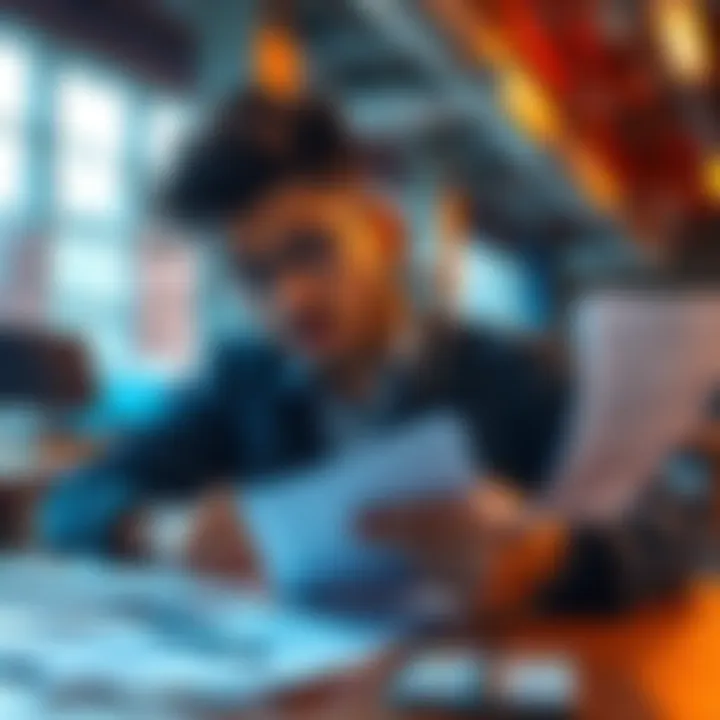 A person reviewing notes and documents related to research findings from February.