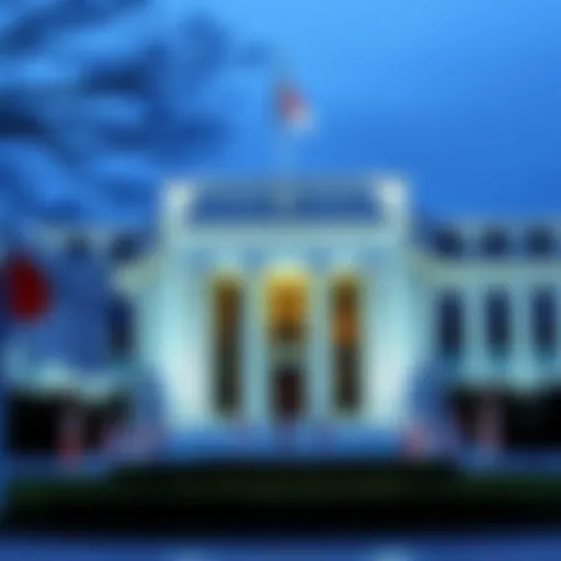 The Federal Reserve building with Japanese flags in front, symbolizing monetary policy changes impacting Bitcoin and markets.